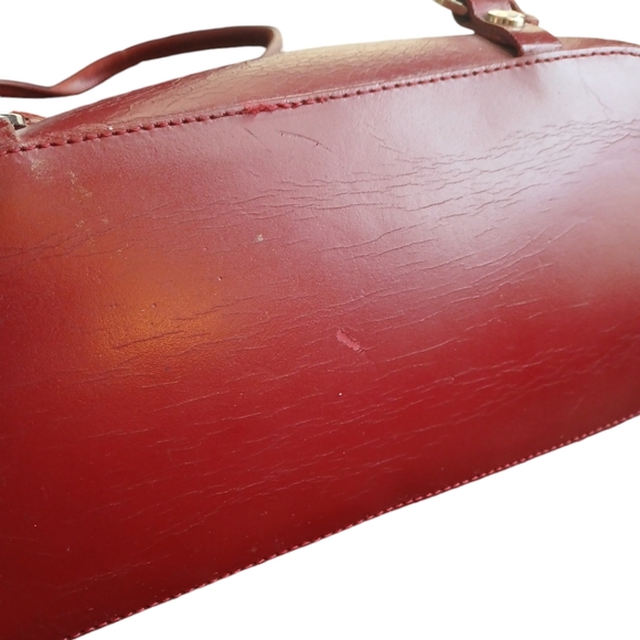 Lancaster Convertable Red Leather Shoulder Bag Backpack - Picture 13 of 16